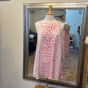 J McLaughlin silk halter top. A-line shape. Pink and white